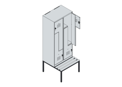 C+P Z-locker Classic Plus met ondergebouwde bank, vakbreedte 400 mm