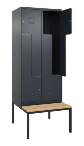 C+P Z-locker Classic Plus met ondergebouwde bank, vakbreedte 400 mm