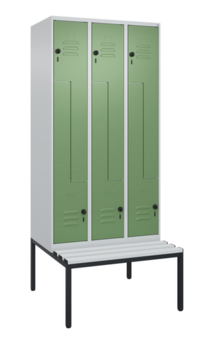 C+P Z-locker Classic Plus met ondergebouwde bank, vakbreedte 300 mm