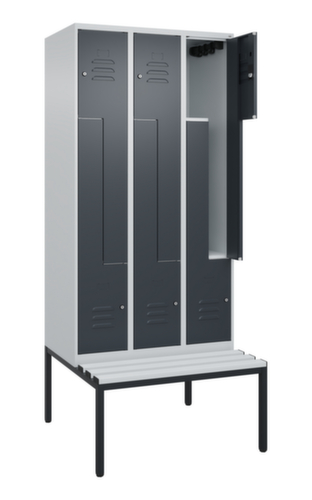 C+P Z-locker Classic Plus met ondergebouwde bank, vakbreedte 300 mm