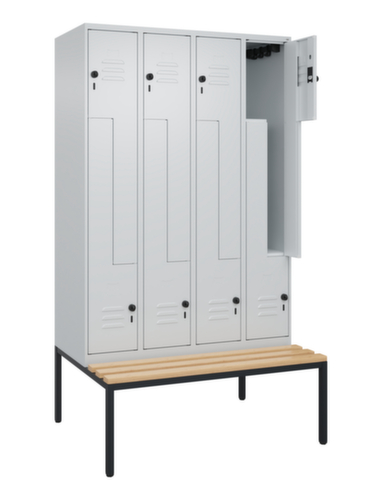 C+P Z-locker Classic Plus met ondergebouwde bank, vakbreedte 300 mm