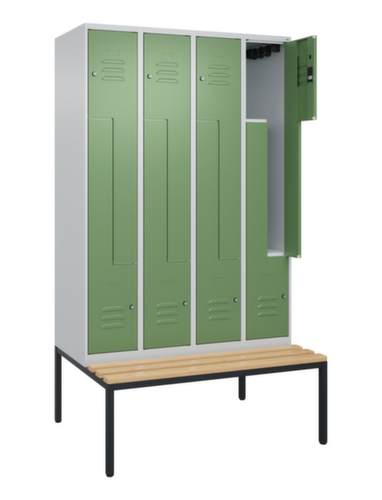 C+P Z-locker Classic Plus met ondergebouwde bank, vakbreedte 300 mm