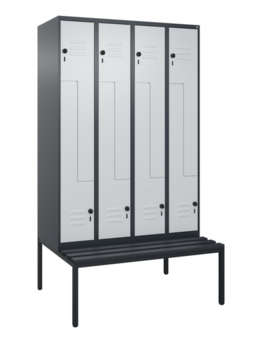 C+P Z-locker Classic Plus met ondergebouwde bank, vakbreedte 300 mm