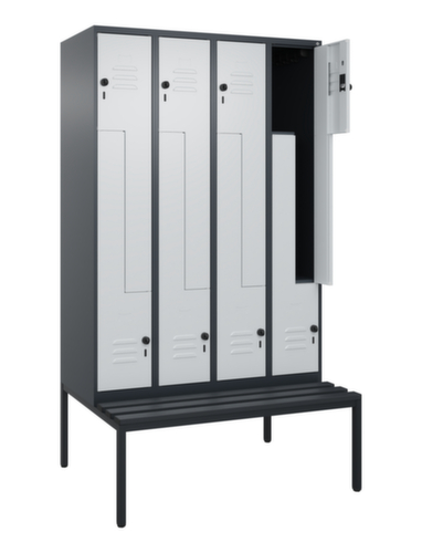 C+P Z-locker Classic Plus met ondergebouwde bank, vakbreedte 300 mm