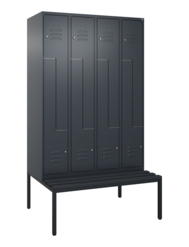 C+P Z-locker Classic Plus met ondergebouwde bank, vakbreedte 300 mm