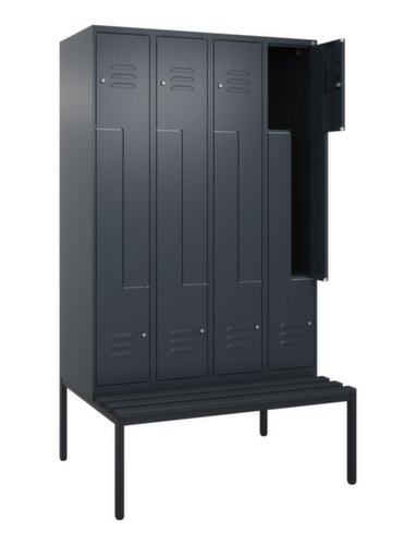 C+P Z-locker Classic Plus met ondergebouwde bank, vakbreedte 300 mm