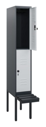 C+P dubbeldekse locker Classic Plus met bank, vakbreedte 300 mm