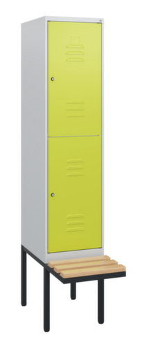 C+P dubbeldekse locker Classic Plus met bank, vakbreedte 400 mm