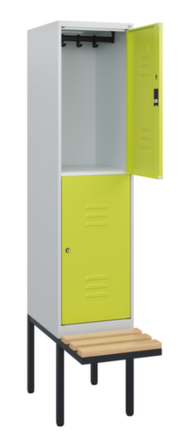 C+P dubbeldekse locker Classic Plus met bank, vakbreedte 400 mm