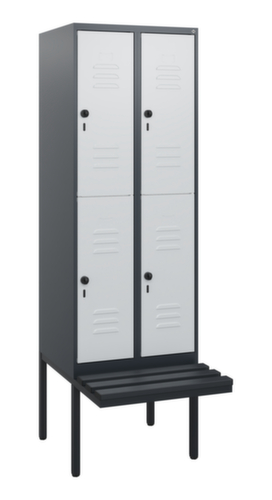 C+P dubbeldekse locker Classic Plus met bank, vakbreedte 300 mm