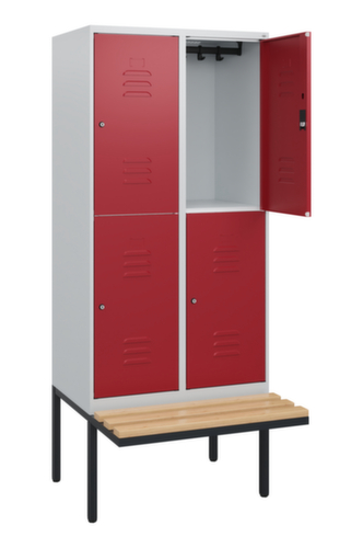C+P dubbeldekse locker Classic Plus met bank, vakbreedte 400 mm