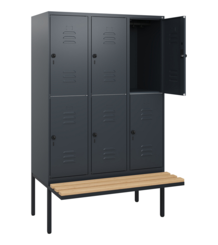 C+P dubbeldekse locker Classic Plus met bank, vakbreedte 400 mm