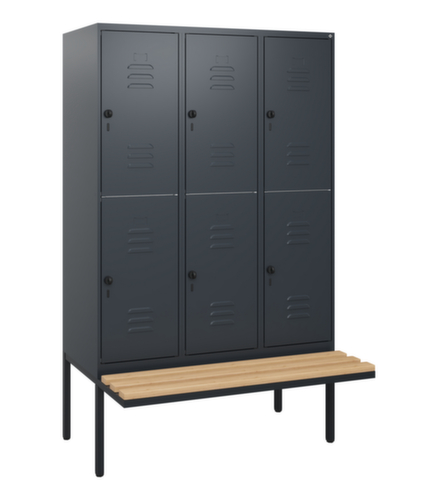 C+P dubbeldekse locker Classic Plus met bank, vakbreedte 400 mm