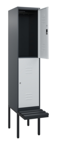 C+P dubbeldekse locker Classic Plus met bank, vakbreedte 400 mm