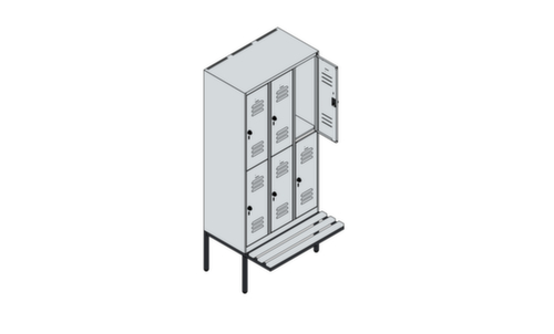 C+P dubbeldekse locker Classic Plus met bank, vakbreedte 300 mm