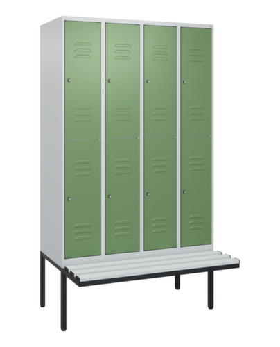 C+P dubbeldekse locker Classic Plus met bank, vakbreedte 300 mm