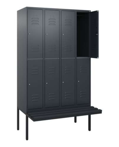 C+P dubbeldekse locker Classic Plus met bank, vakbreedte 300 mm