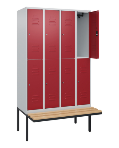 C+P dubbeldekse locker Classic Plus met bank, vakbreedte 300 mm