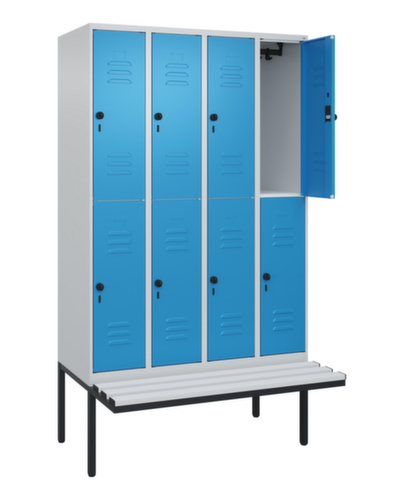 C+P dubbeldekse locker Classic Plus met bank, vakbreedte 300 mm