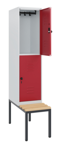 C+P dubbeldekse locker Classic Plus met bank, vakbreedte 400 mm