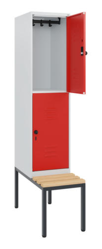 C+P dubbeldekse locker Classic Plus met bank, vakbreedte 400 mm