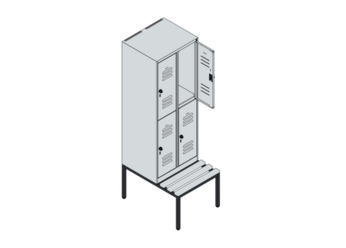 C+P dubbeldekse locker Classic Plus met bank, vakbreedte 300 mm