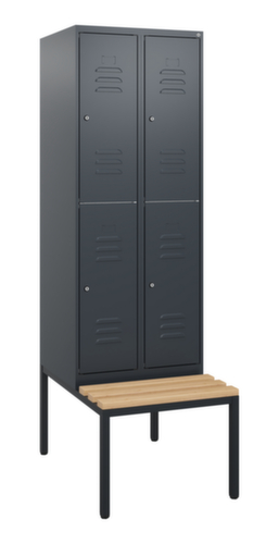 C+P dubbeldekse locker Classic Plus met bank, vakbreedte 300 mm