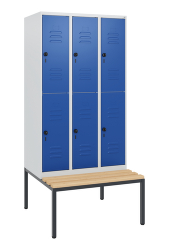 C+P dubbeldekse locker Classic Plus met bank, vakbreedte 300 mm