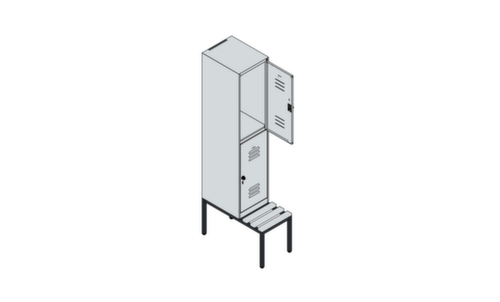 C+P dubbeldekse locker Classic Plus met bank, vakbreedte 400 mm