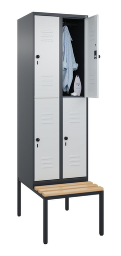 C+P dubbeldekse locker Classic Plus met bank, vakbreedte 300 mm