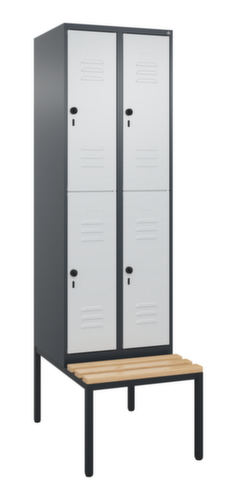 C+P dubbeldekse locker Classic Plus met bank, vakbreedte 300 mm
