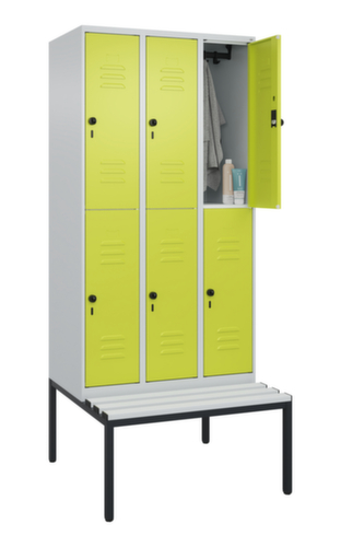 C+P dubbeldekse locker Classic Plus met bank, vakbreedte 300 mm