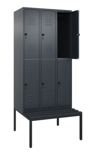 C+P dubbeldekse locker Classic Plus met bank, vakbreedte 300 mm