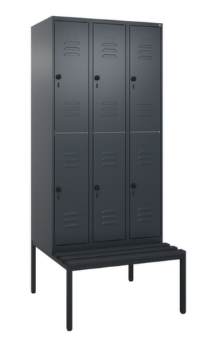 C+P dubbeldekse locker Classic Plus met bank, vakbreedte 300 mm