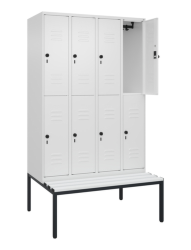 C+P dubbeldekse locker Classic Plus met bank, vakbreedte 300 mm