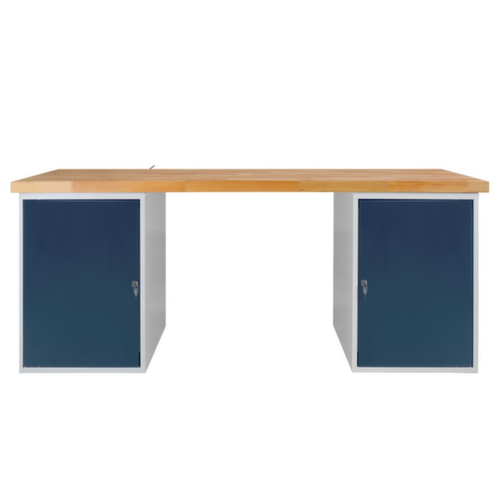 Werkbank met onderbouw, 2 kasten, RAL7035 lichtgrijs/RAL7016 antracietgrijs