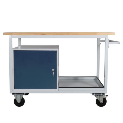 Verrijdbare werkbank, 1 kast, 1 legbord, RAL7035 lichtgrijs/RAL7016 antracietgrijs