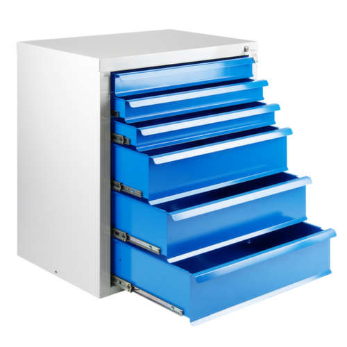 Ladekast MAMMUT, 6 lade(n), RAL7035 lichtgrijs/RAL 5012 lichtblauw