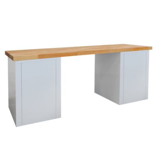 Werkbank met onderbouw, 2 kasten, RAL7035 lichtgrijs/RAL7016 antracietgrijs