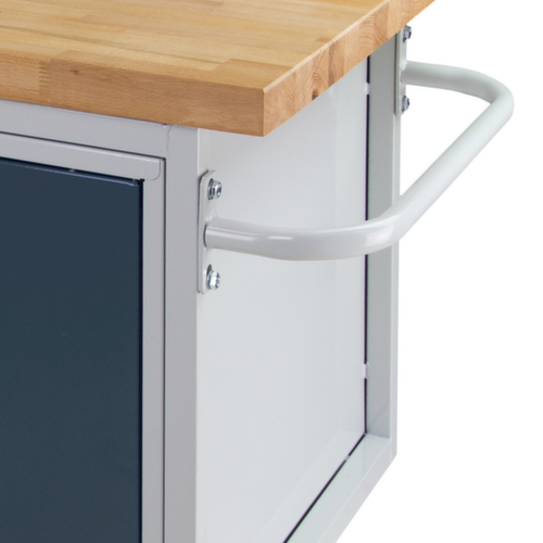 Verrijdbare werkbank, 3 laden, 1 kast, 1 legbord, RAL7035 lichtgrijs/RAL7016 antracietgrijs