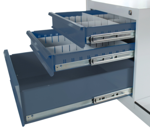 Verrijdbare werkbank, 3 laden, 1 legbord, RAL7035 lichtgrijs/RAL7016 antracietgrijs