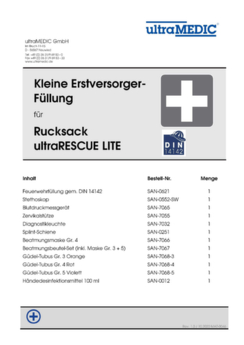 ultraMEDIC Reddingsrugzak ultraRESCUE LITE FR, vulling conform DIN 14142
