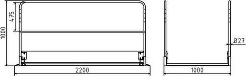 Schake Greppelbrug met houten trede, lengte x breedte 2200 x 1000 mm
