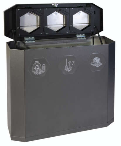 stumpf Verrijdbaar afvalverzamelstation S Sixco 3 »swing«, 3 x 45 l