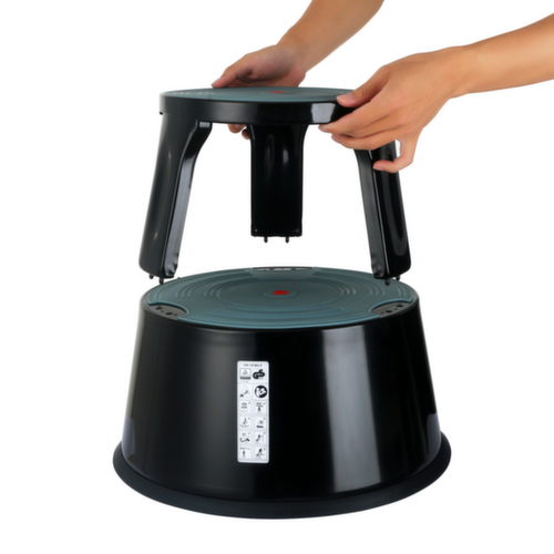 UDOBÄR Robuust verrijdbaar opstapje voor intensief gebruik, metaal, RAL9005 gitzwart