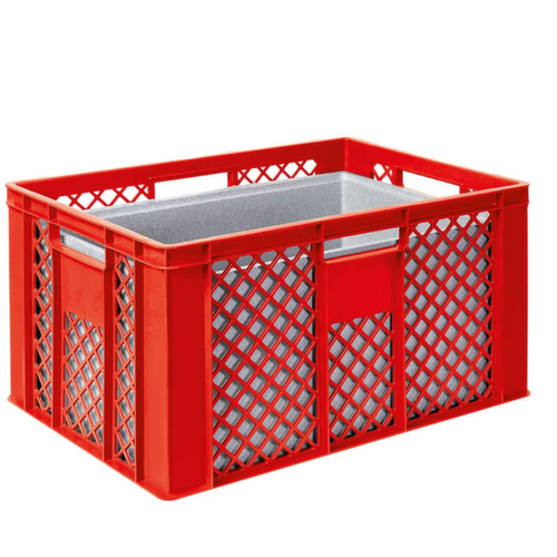 Euronorm-stapelbak met isoleerbox, rood, inhoud 63 l, oplegdeksel voor isoleerbox