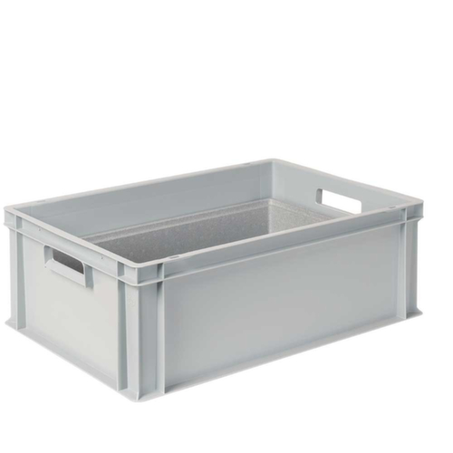 Euronorm-stapelbak met isoleerbox, grijs, inhoud 44,5 l, oplegdeksel voor isoleerbox