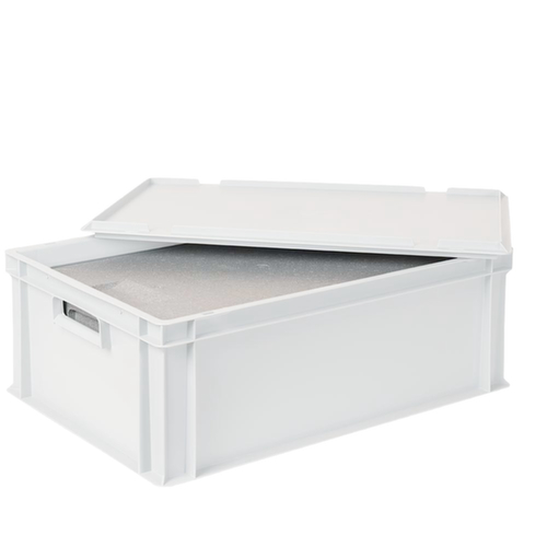 Euronorm-stapelbak met isoleerbox, wit, inhoud 44,5 l, oplegdeksel voor isoleerbox