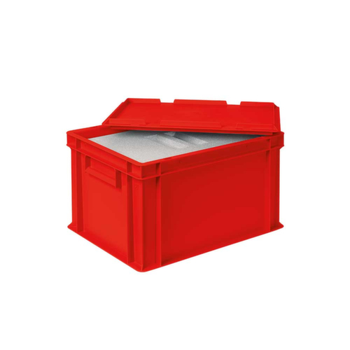 Euronorm-stapelbak met isoleerbox, rood, inhoud 22,5 l, oplegdeksel voor isoleerbox
