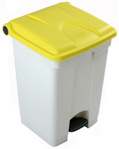 Pedaalemmer, 45 l, wit, deksel geel